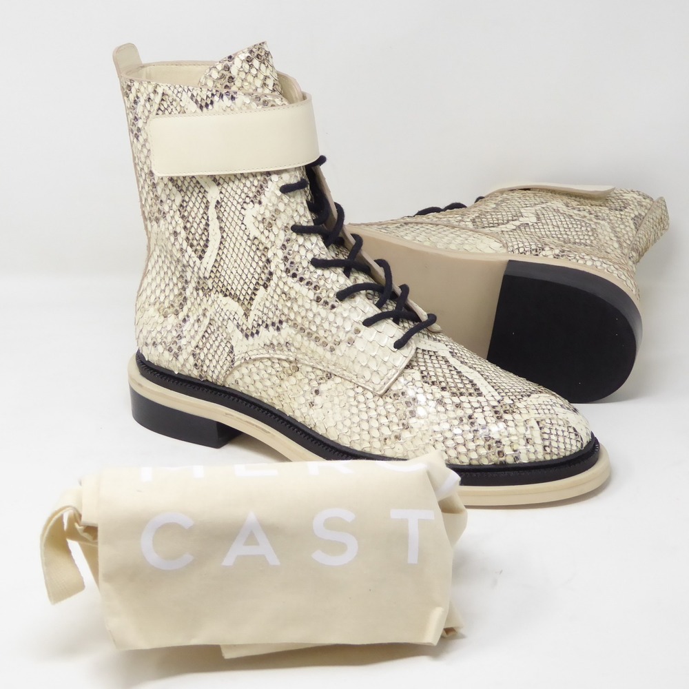 Mercedes Castillo Womens Renah 2 Snakeskin Print Leather Lace-Up Ankle Boots 7.5